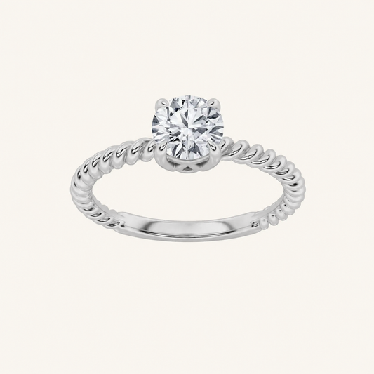 0.5CT Round Cut Lab Grown Diamond Solitaire Engagement Ring