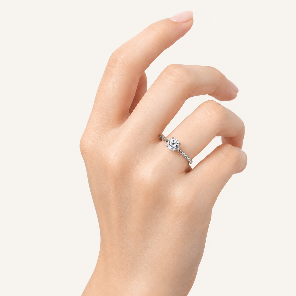 0.5CT Round Cut Lab Grown Diamond Solitaire Engagement Ring
