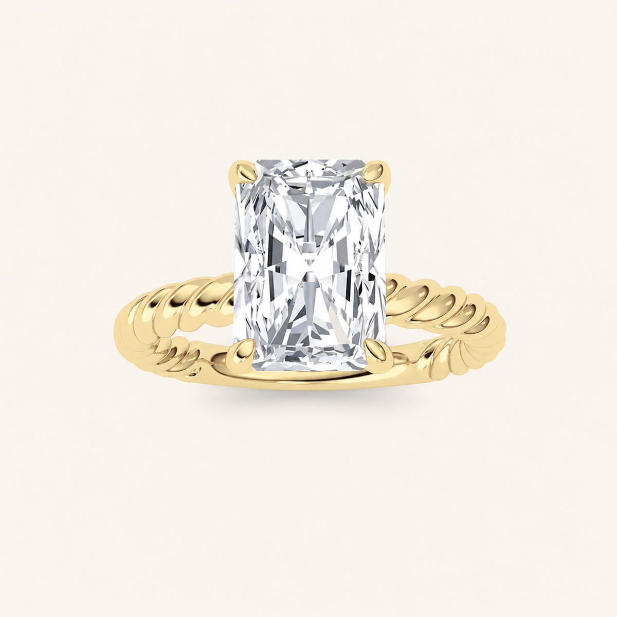 3Ct Radiant Cut Lab Grown Diamond Solitaire Ring