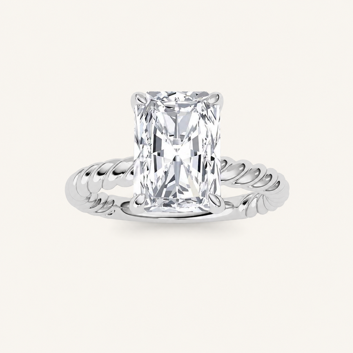 3Ct Radiant Cut Lab Grown Diamond Solitaire Ring