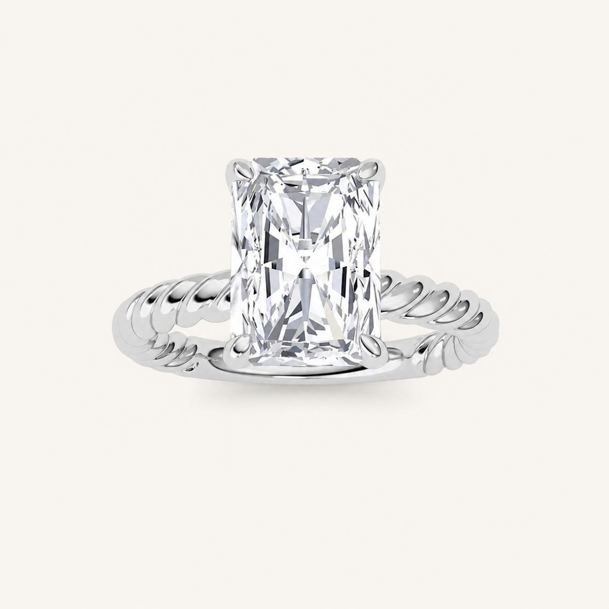 3Ct Radiant Cut Lab Grown Diamond Solitaire Ring