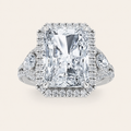 6.25CT Radiant Cut Lab Grown Diamond Bold Accented Statement Engagement Ring