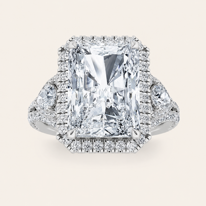 6.25CT Radiant Cut Lab Grown Diamond Bold Accented Statement Engagement Ring