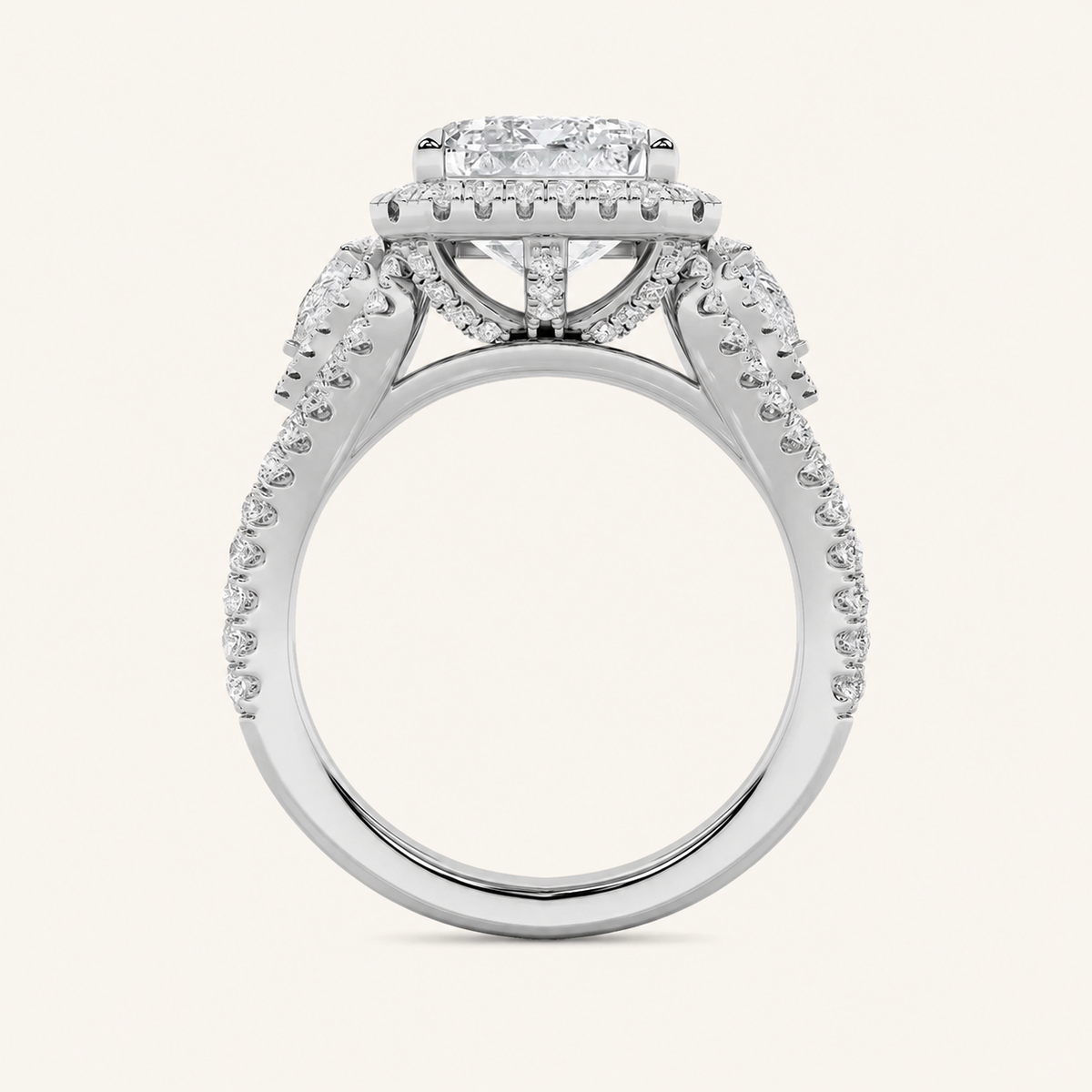 6.25CT Radiant Cut Lab Grown Diamond Bold Accented Statement Engagement Ring