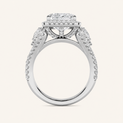 6.25CT Radiant Cut Lab Grown Diamond Bold Accented Statement Engagement Ring