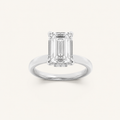 3CT Emerald Cut Lab Grown Diamond Hidden Halo Plain Shank Engagement Ring