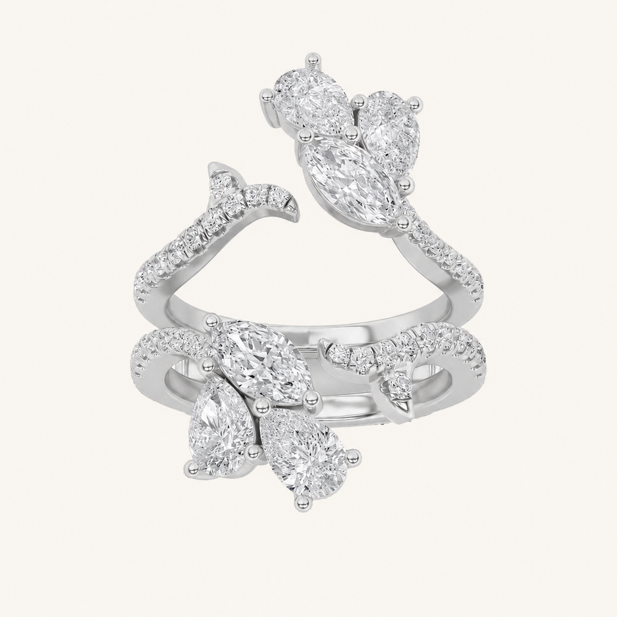 2CT Marquise Cut Lab Grown Diamond Insert Jacket Ring