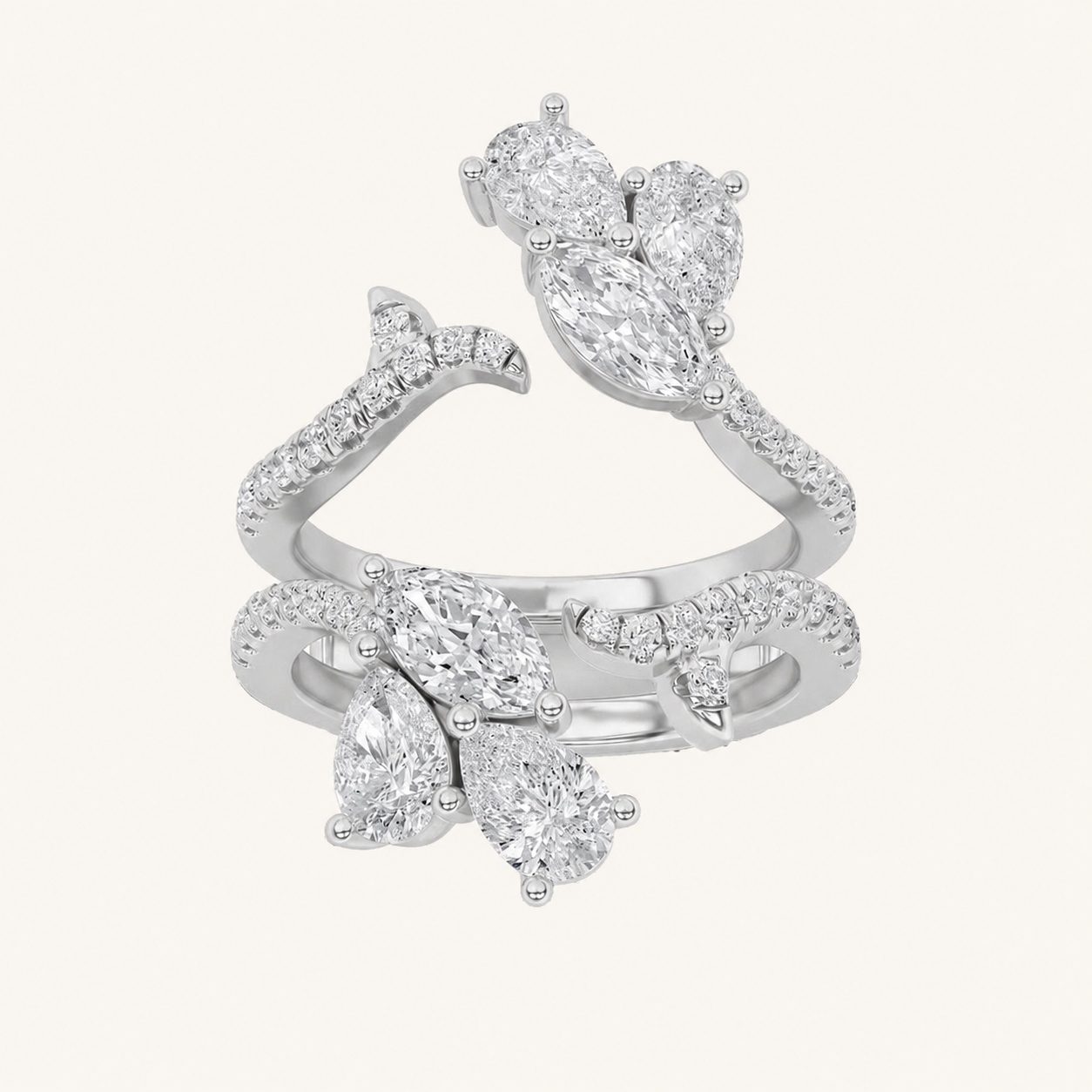 2CT Marquise Cut Lab Grown Diamond Insert Jacket Ring