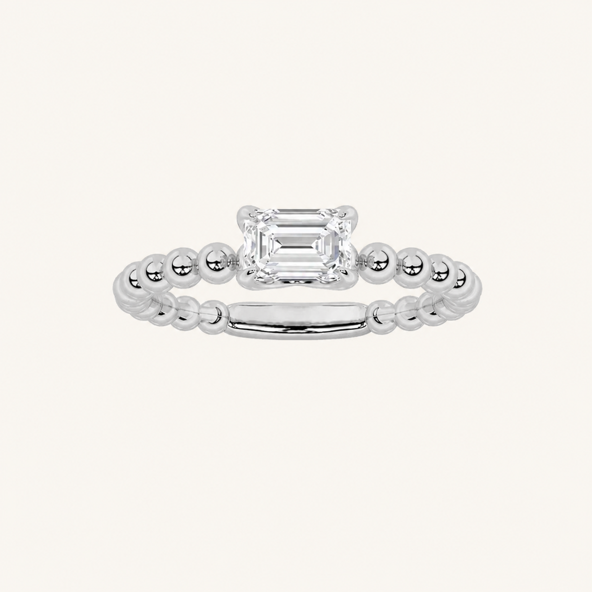 0.5CT Emerald Cut Lab Grown Diamond Petite Solitaire Engagement Ring