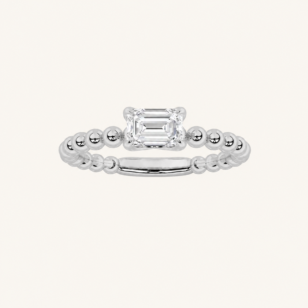 0.5CT Emerald Cut Lab Grown Diamond Petite Solitaire Engagement Ring