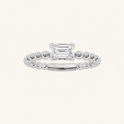 0.5CT Emerald Cut Lab Grown Diamond Petite Solitaire Engagement Ring