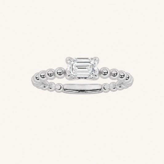 0.5CT Emerald Cut Lab Grown Diamond Petite Solitaire Engagement Ring