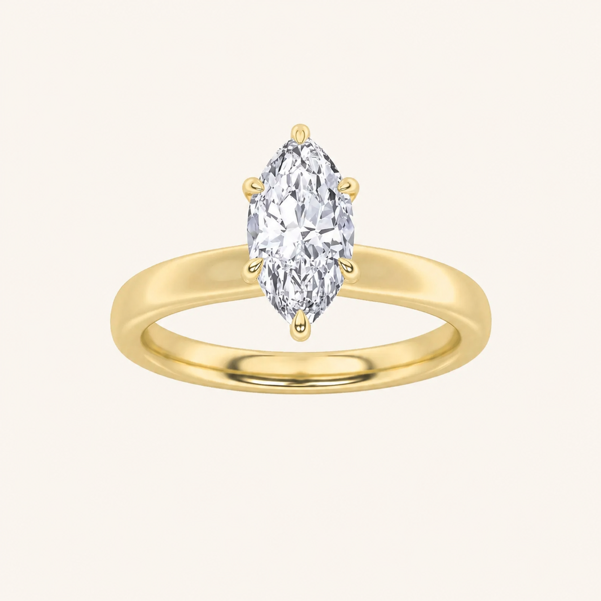 1CT Marquise Cut Lab Grown Diamond Hidden Halo Plain Shank Engagement Ring