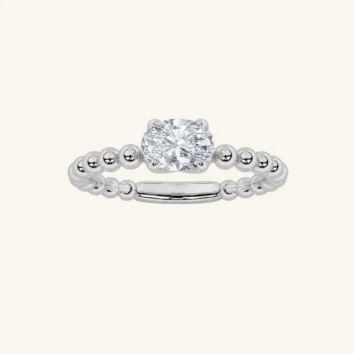 0.5CT Oval Cut Lab Grown Diamond Petite Solitaire Engagement Ring
