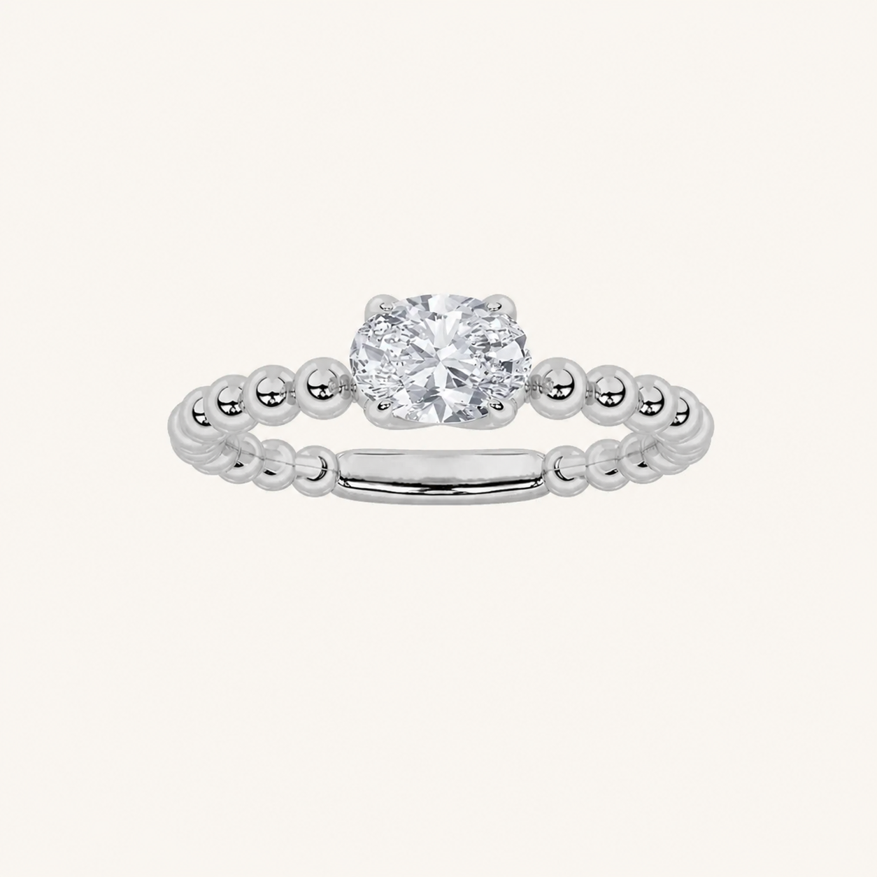 0.5CT Oval Cut Lab Grown Diamond Petite Solitaire Engagement Ring
