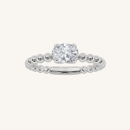 0.5CT Oval Cut Lab Grown Diamond Petite Solitaire Engagement Ring