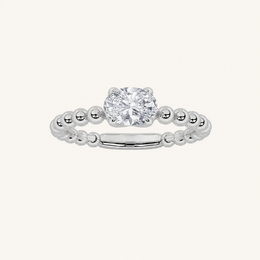 0.5CT Oval Cut Lab Grown Diamond Petite Solitaire Engagement Ring