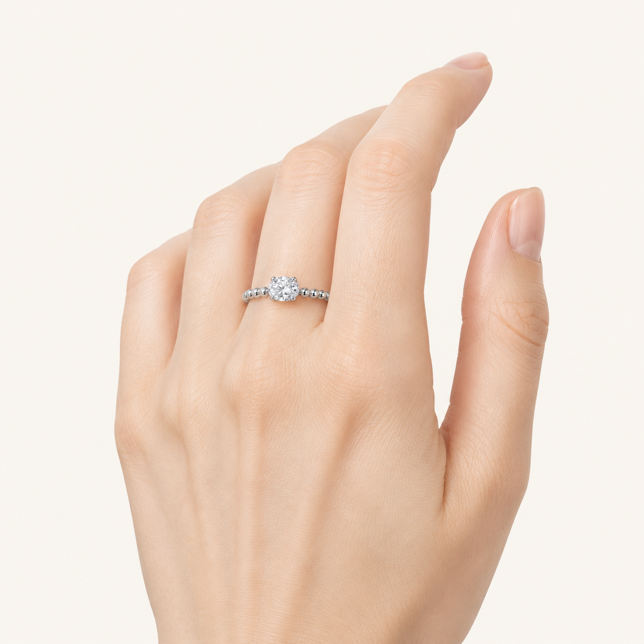 0.5CT Oval Cut Lab Grown Diamond Petite Solitaire Engagement Ring