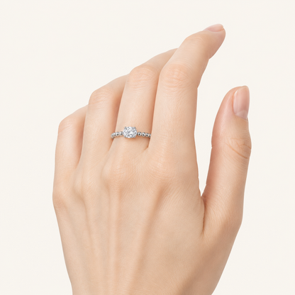 0.5CT Oval Cut Lab Grown Diamond Petite Solitaire Engagement Ring