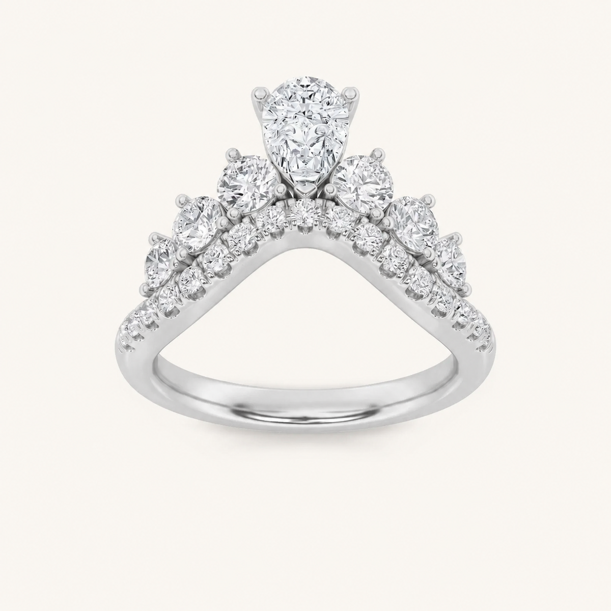 1.5CT Pear and Round Cut Lab Grown Diamond Fancy Contour Band