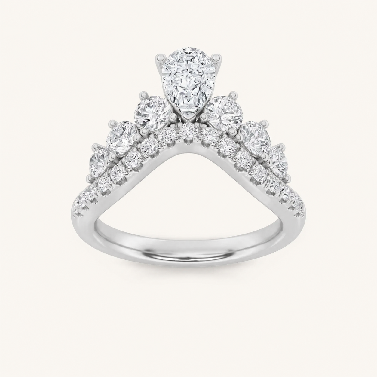 1.5CT Pear and Round Cut Lab Grown Diamond Fancy Contour Band
