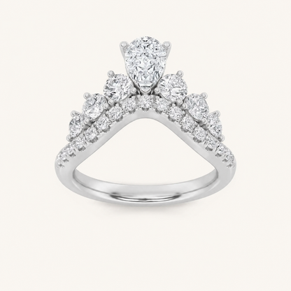 1.5CT Pear and Round Cut Lab Grown Diamond Fancy Contour Band