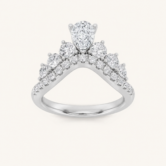 1.5CT Pear and Round Cut Lab Grown Diamond Fancy Contour Band