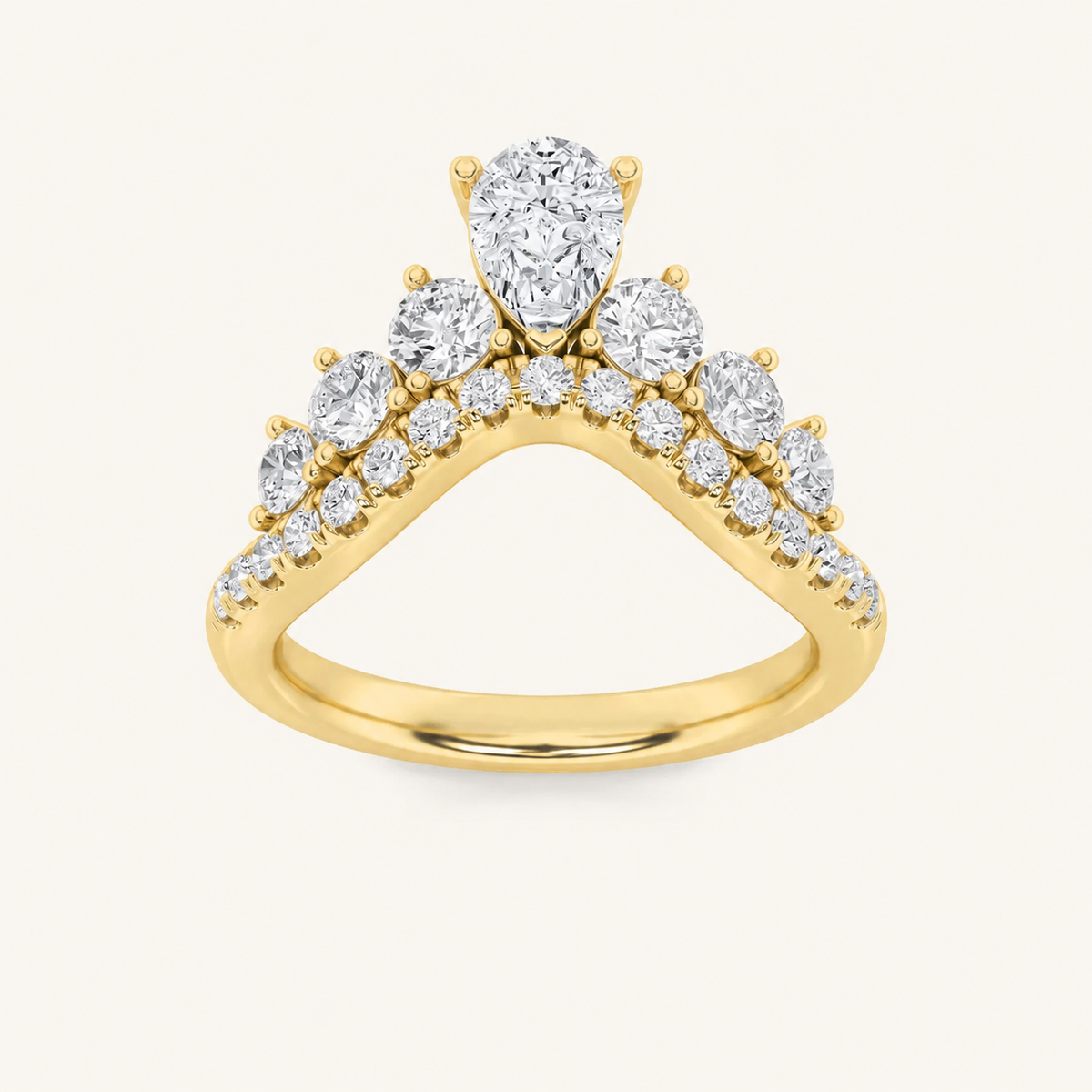 1.5CT Pear and Round Cut Lab Grown Diamond Fancy Contour Band