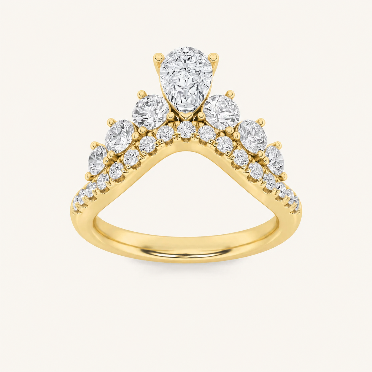 1.5CT Pear and Round Cut Lab Grown Diamond Fancy Contour Band