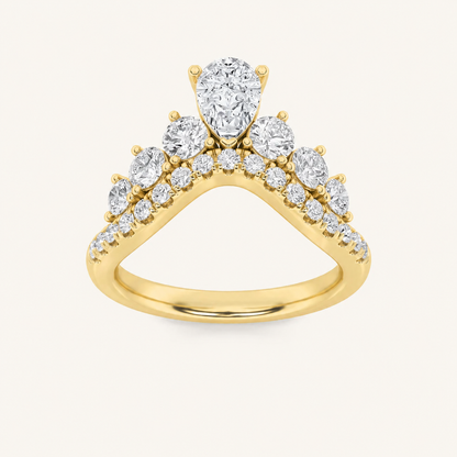 1.5CT Pear and Round Cut Lab Grown Diamond Fancy Contour Band