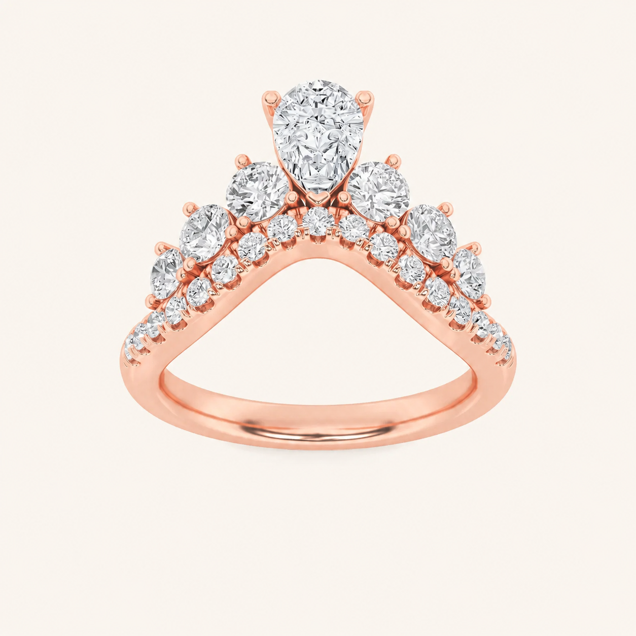 1.5CT Pear and Round Cut Lab Grown Diamond Fancy Contour Band