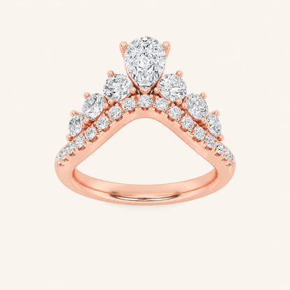 1.5CT Pear and Round Cut Lab Grown Diamond Fancy Contour Band