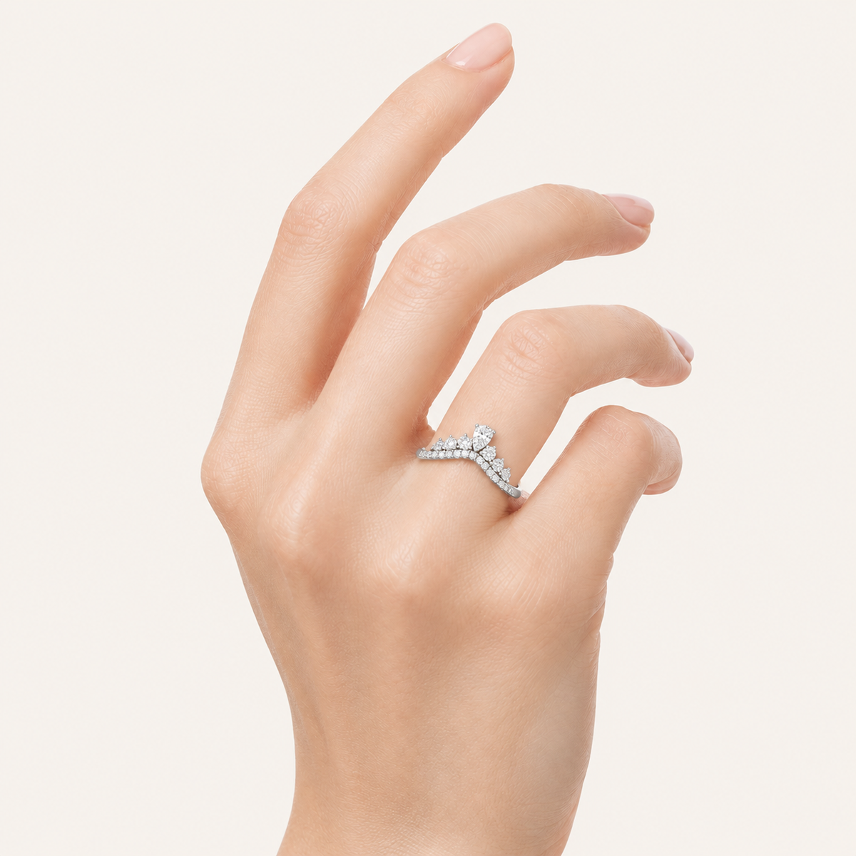 1.5CT Pear and Round Cut Lab Grown Diamond Fancy Contour Band