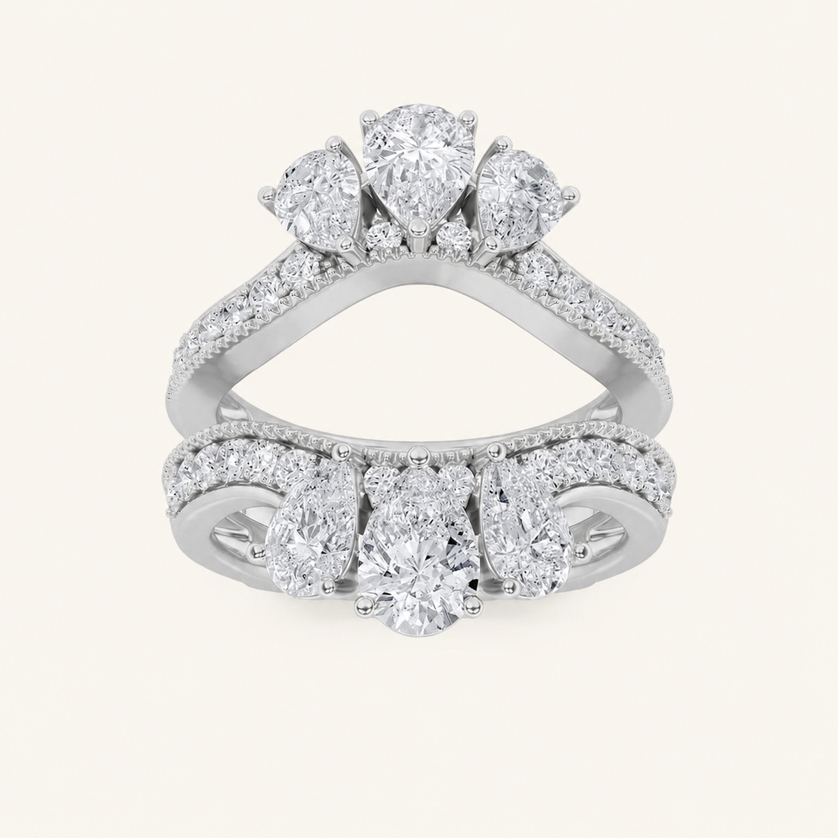 2.25CT Pear Cut Lab Grown Diamond Insert Jacket Ring