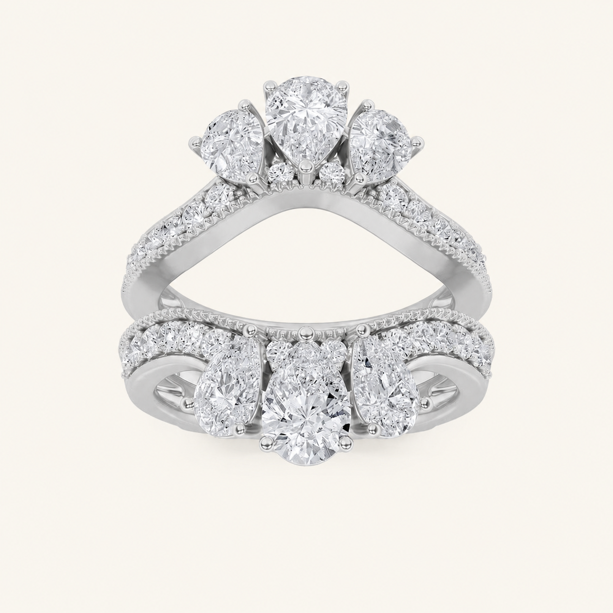 2.25CT Pear Cut Lab Grown Diamond Insert Jacket Ring