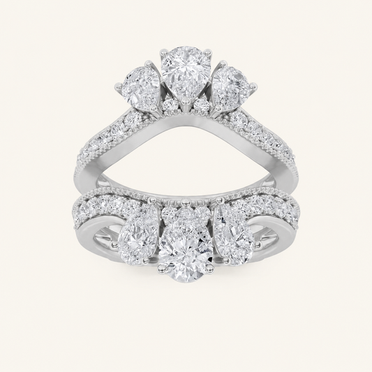 2.25CT Pear Cut Lab Grown Diamond Insert Jacket Ring
