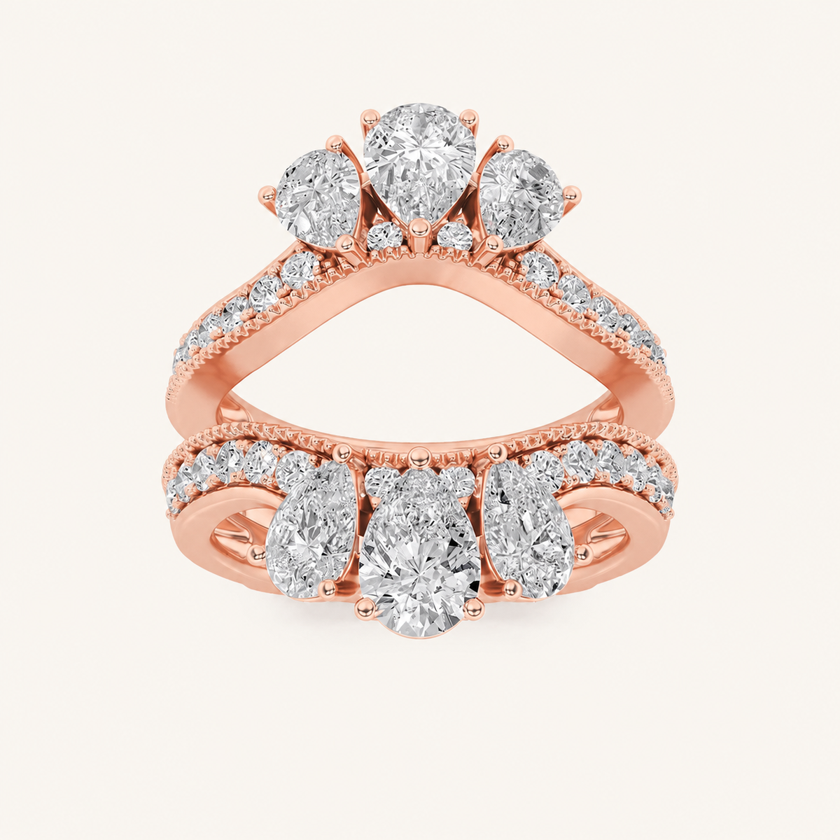 2CT Pear Cut Lab Grown Diamond Insert Jacket Ring