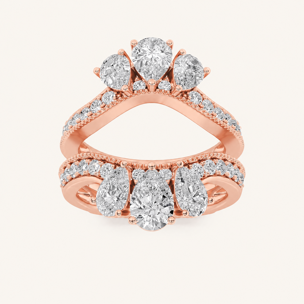 2CT Pear Cut Lab Grown Diamond Insert Jacket Ring