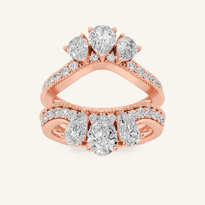 2CT Pear Cut Lab Grown Diamond Insert Jacket Ring