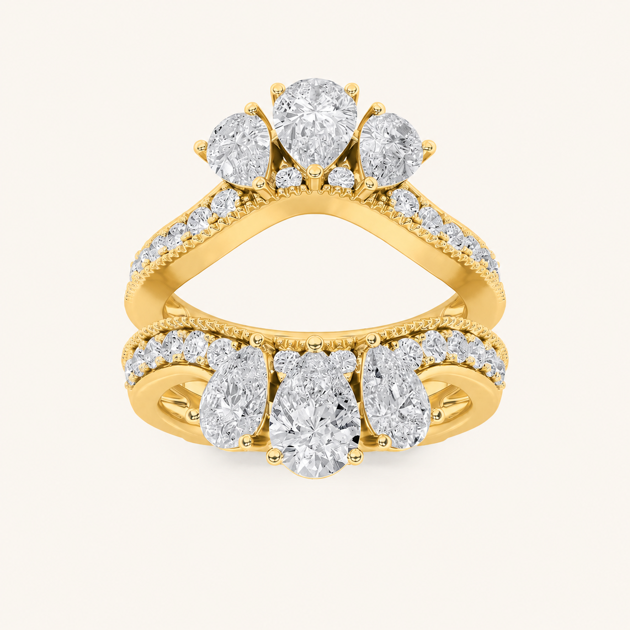 2CT Pear Cut Lab Grown Diamond Insert Jacket Ring