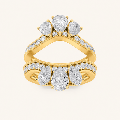2CT Pear Cut Lab Grown Diamond Insert Jacket Ring