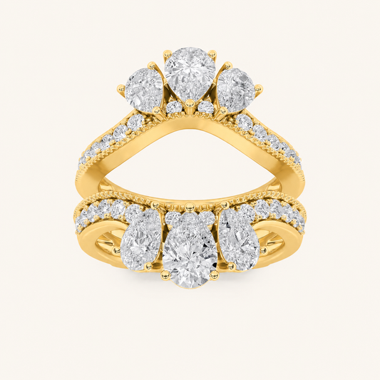 2CT Pear Cut Lab Grown Diamond Insert Jacket Ring