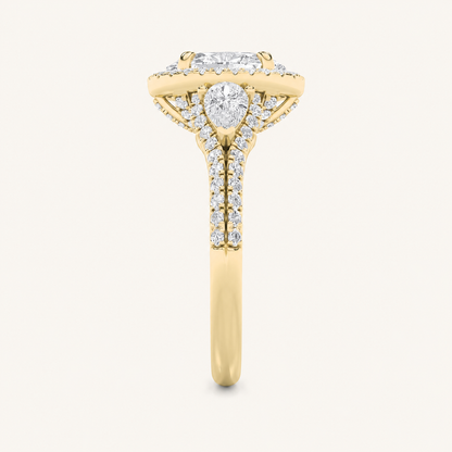 3CT Oval Cut Lab Grown Diamond Three Stone Bold Accented Engagement Ring