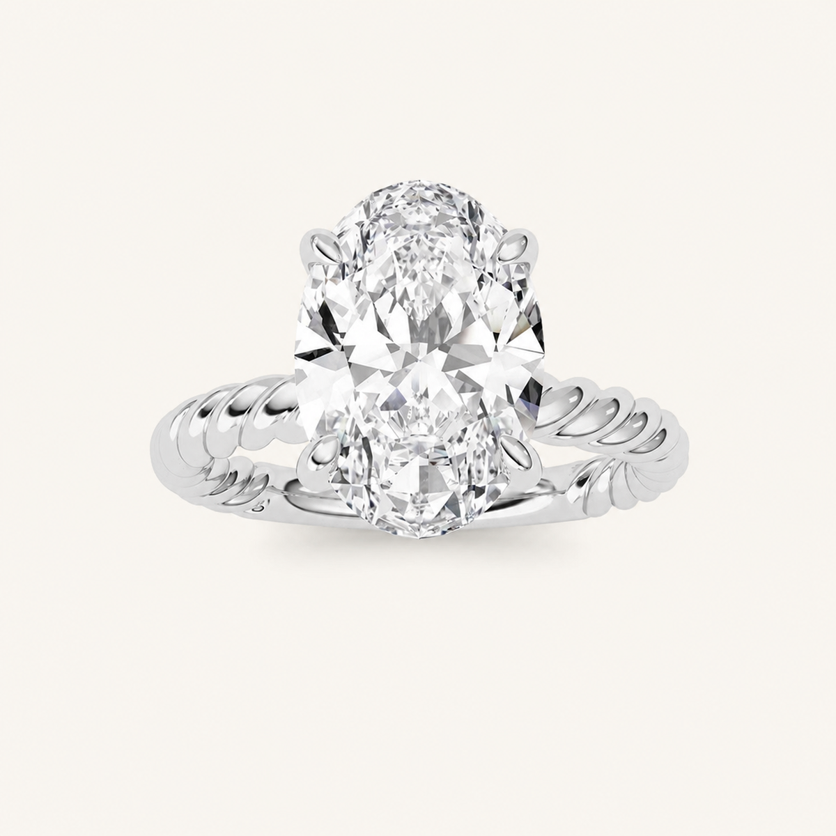 3Ct Oval Cut Lab Grown Diamond Solitaire Ring