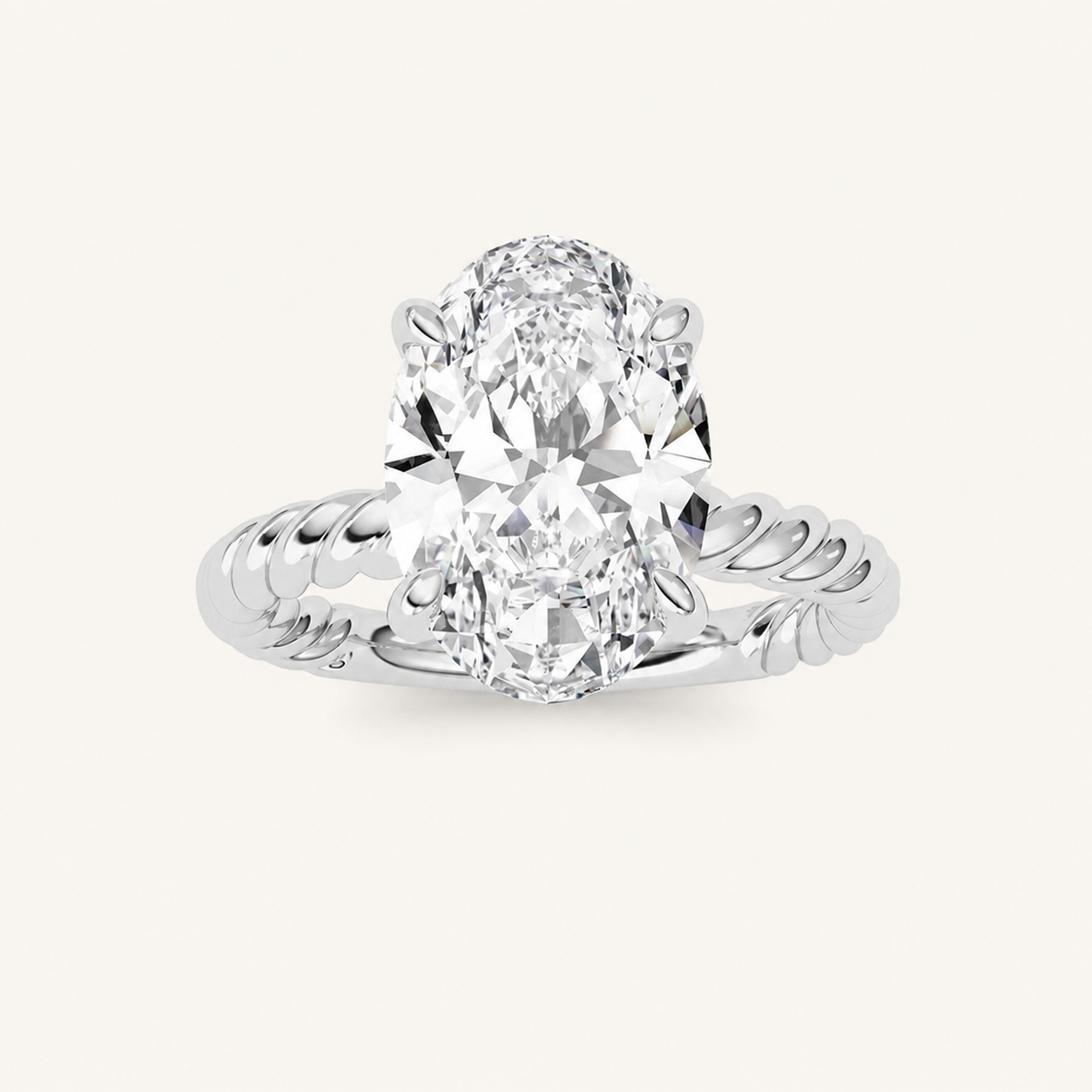 3Ct Oval Cut Lab Grown Diamond Solitaire Ring