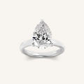 3CT Pear Cut Lab Grown Diamond Hidden Halo Plain Shank Engagement Ring
