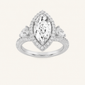 3CT Marquise Cut Lab Grown Diamond Three Stone Bold Accented Engagement Ring