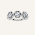1CT Round Cut Lab Grown Diamond Three Stone Ring