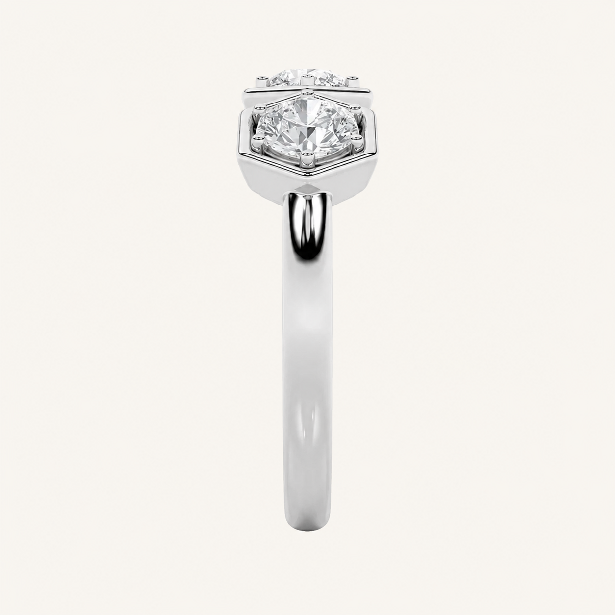 1CT Round Cut Lab Grown Diamond Three Stone Ring