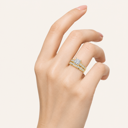 2CT Princess Cut Lab Grown Diamond Channel Bridal Set